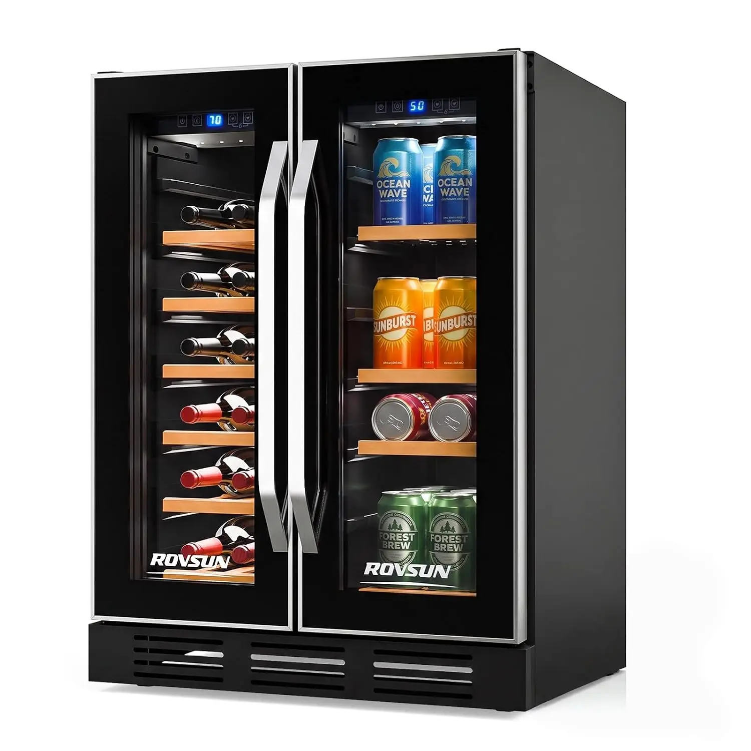 24''W Dual Zone Wine Fridge with Compressor, 34 Bottle Built-in Wine Cooler Refrigerator with Touch Panel Control, Customized