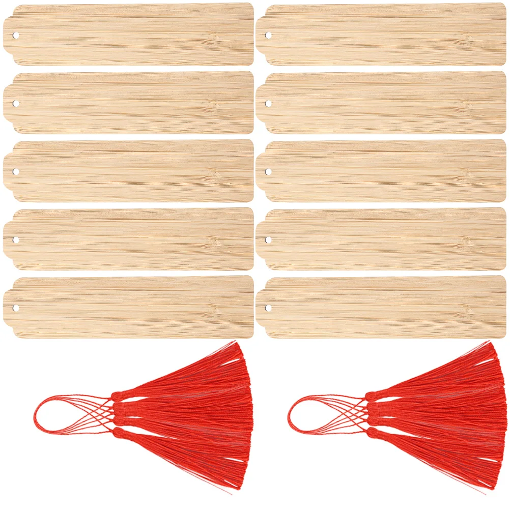 

10 Sets DIY Engraved Bookmarks Pendant Markers for Reading Blank Wood Page Wooden