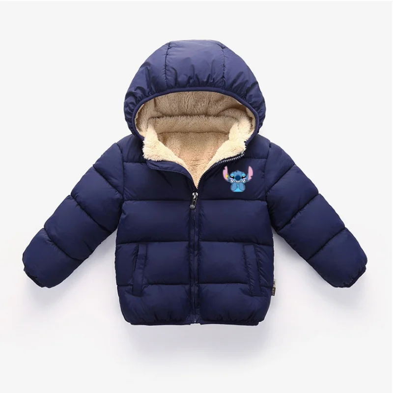 Winter Kinder Kapuzenjacke Gepolsterte Jacke Lamm Samt Jungen Mädchen Verdickter Mantel mit Tasche Reißverschluss Daunen Lässige Oberbekleidung