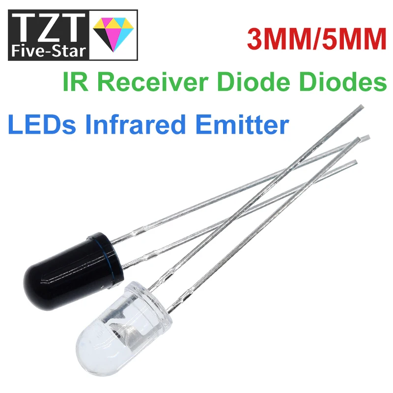 10pairs 3mm 5mm 940nm LEDs Infrared Emitter and IR Receiver Diode  Diodes 301A for arduino