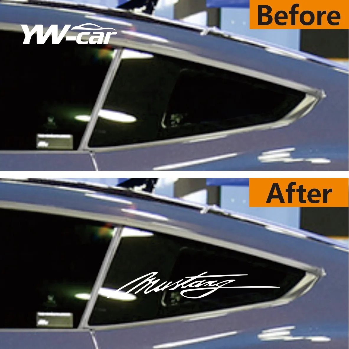 2pcs Reflective Car Interior Dashboard Body Window Decal Dash Script Vinyl Accent Signature Sticker For Ford Mustang Accessories