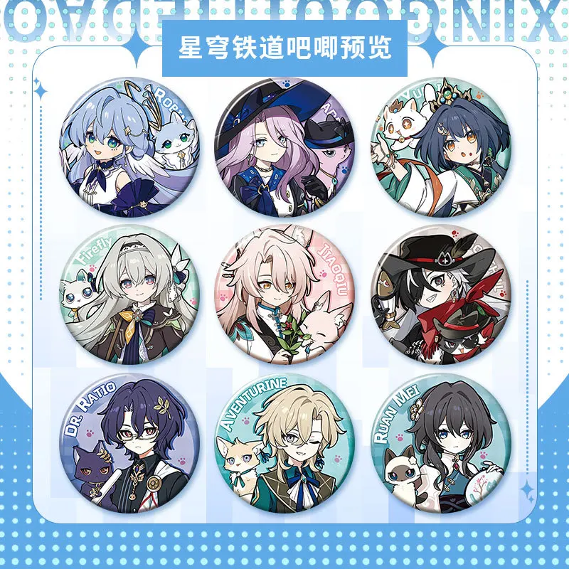 

58MM Game Honkai Star Rail Brooch Character Badges Lapel Pins For Schoolbag Decorations Collection Gifts