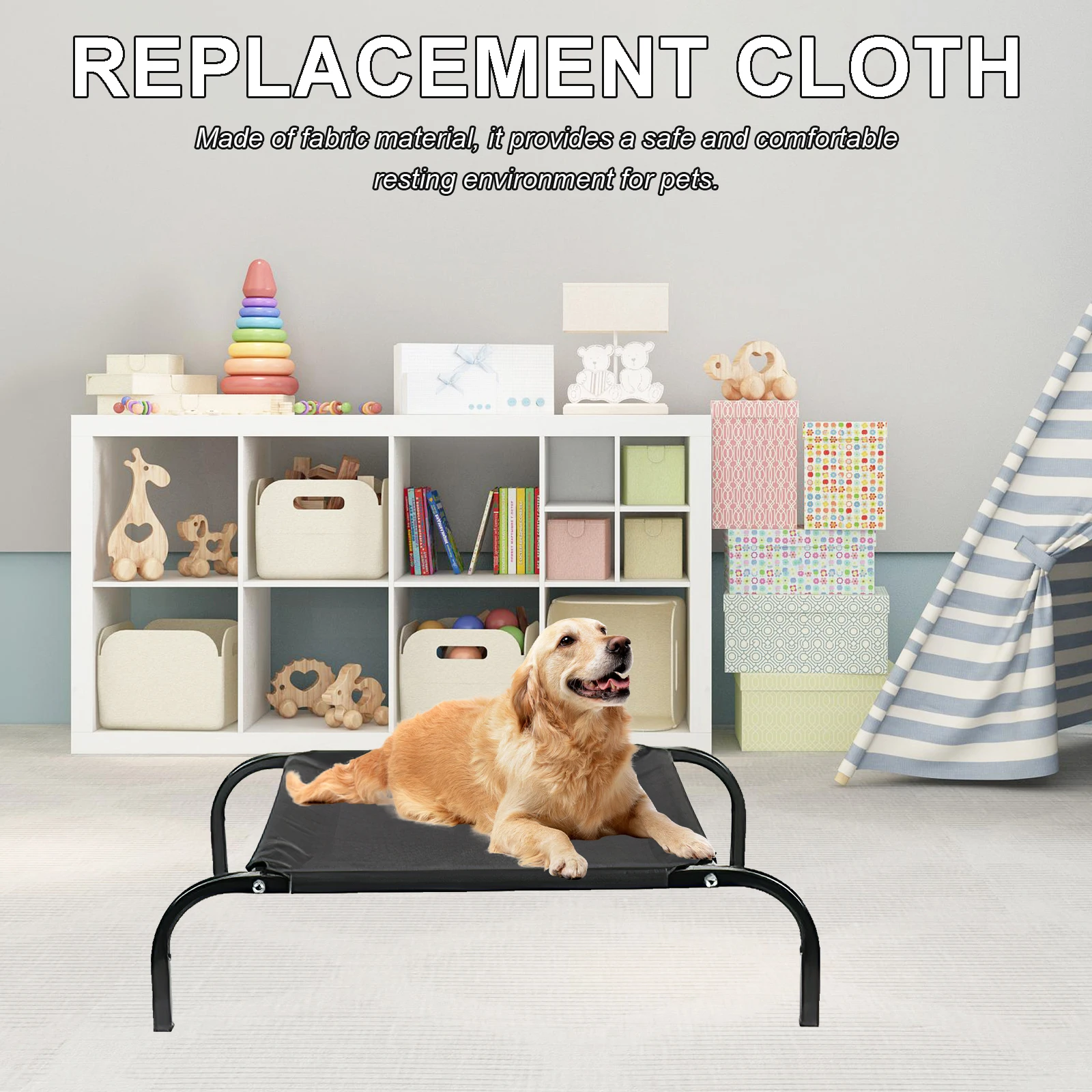 

Replacement Cover Dog Bed Cloth Accessories Cat Hammock Seat Cushion Raised Black Travel