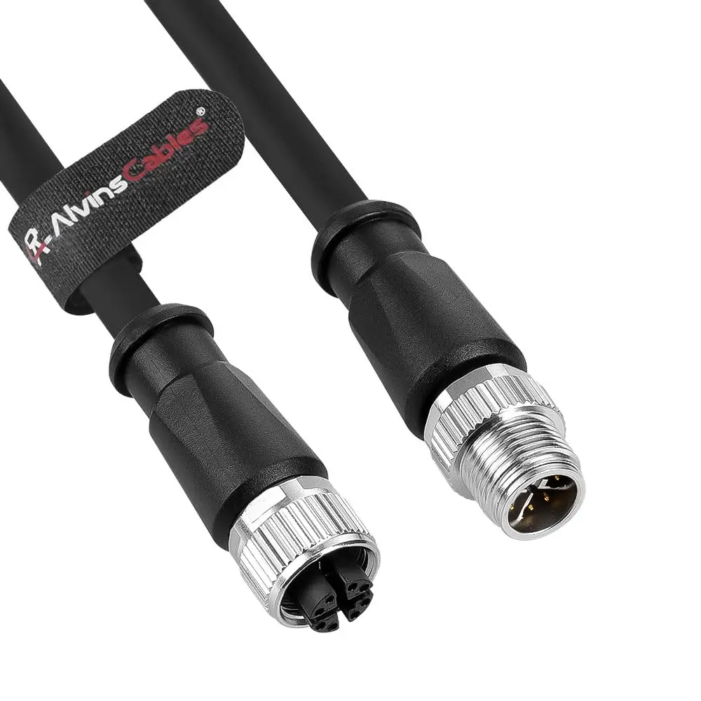 Alvin's Cables M12 X-Code 8 Pin Male to Female Ethernet Cable Cat6a Shielded for Cognex Basler Keyence Industrial 65.6ft/20m