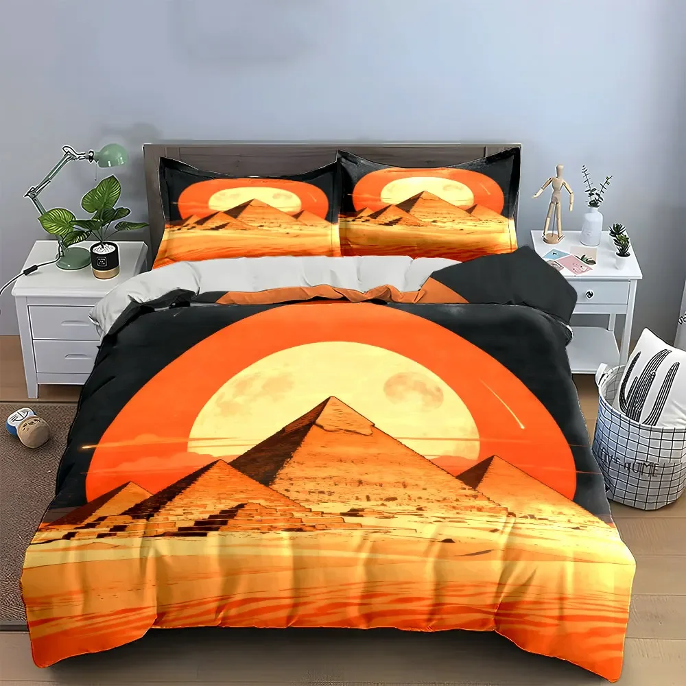 Pyramid Sunset Desert Art Decor Soft Comfortable Duvet Cover Bedding Set Included 1*Duvet Cover & 2*Pillowcases, gift