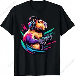 Controller Gamer Capybara Shirt Funny Capybara Rodent Video Games Lover T-Shirt for Men Boys Teens Cotton Men T Shirt