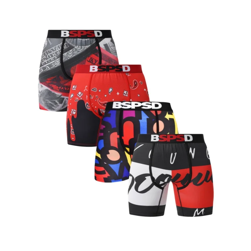 

4Pcs Men Underwear Boxers Sexy Breathable Man Underpants Plus Size S-XXL Mens Trunks Print Men's Panties Lingeries Boxer Briefs