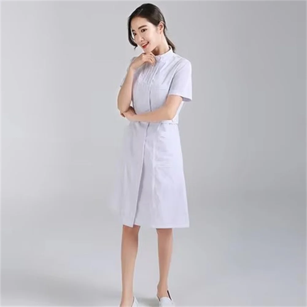 Nurse wear white lab coat female white hospital special beauty salon pharmacy dental work clothes student laboratory clothes
