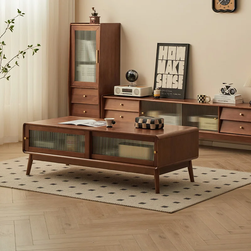 

Wood Luxury Side Table Modern Living Room Storage Designer Organizer Drawers Coffee Table Standing Couchtisch Home Furniture