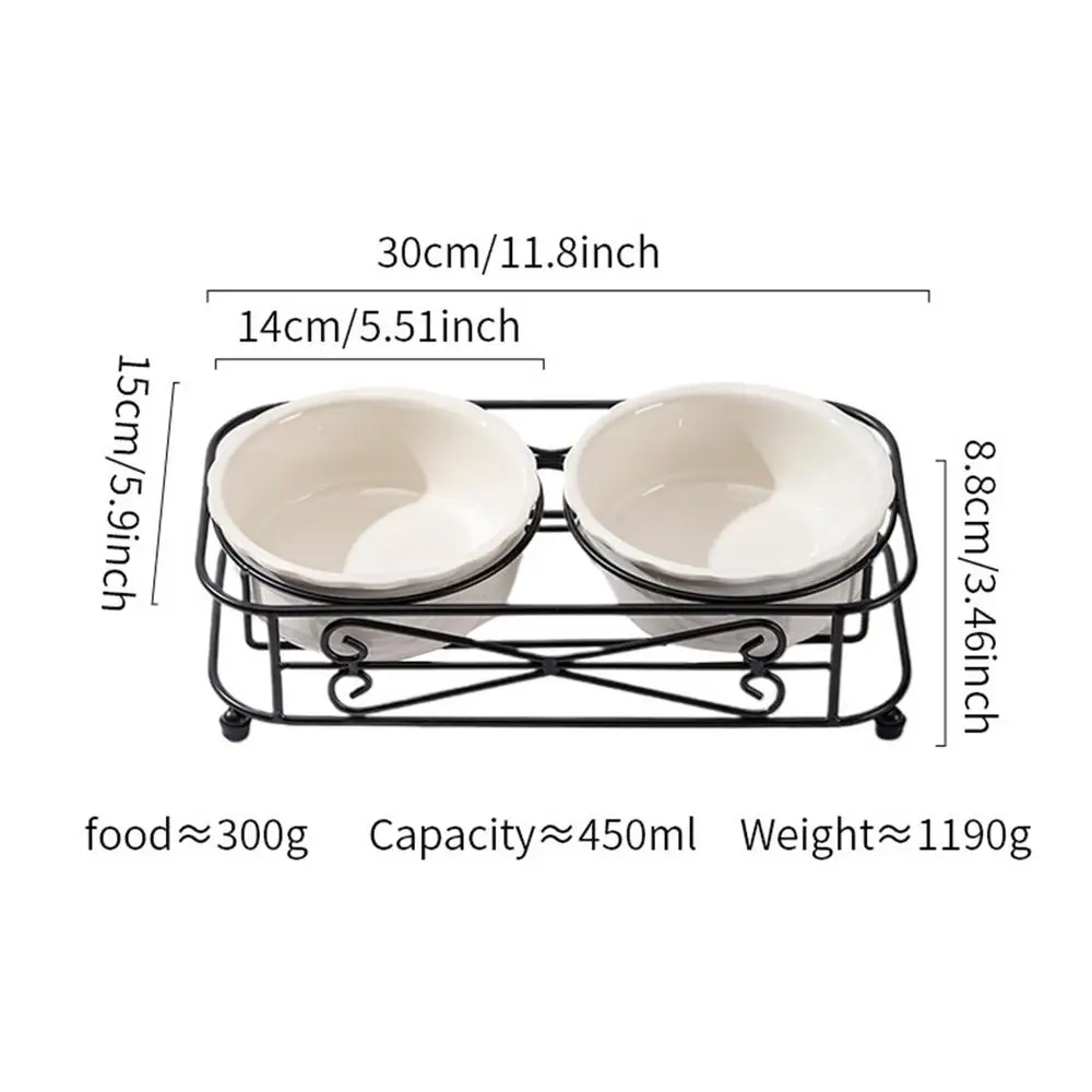 Cat Dish Water Feeder Dispenser Dish With Stand Ceramic Dog Cat Bowl Set Pet Supplies For Feeding Small Dogs Puppy Kitten Indoor