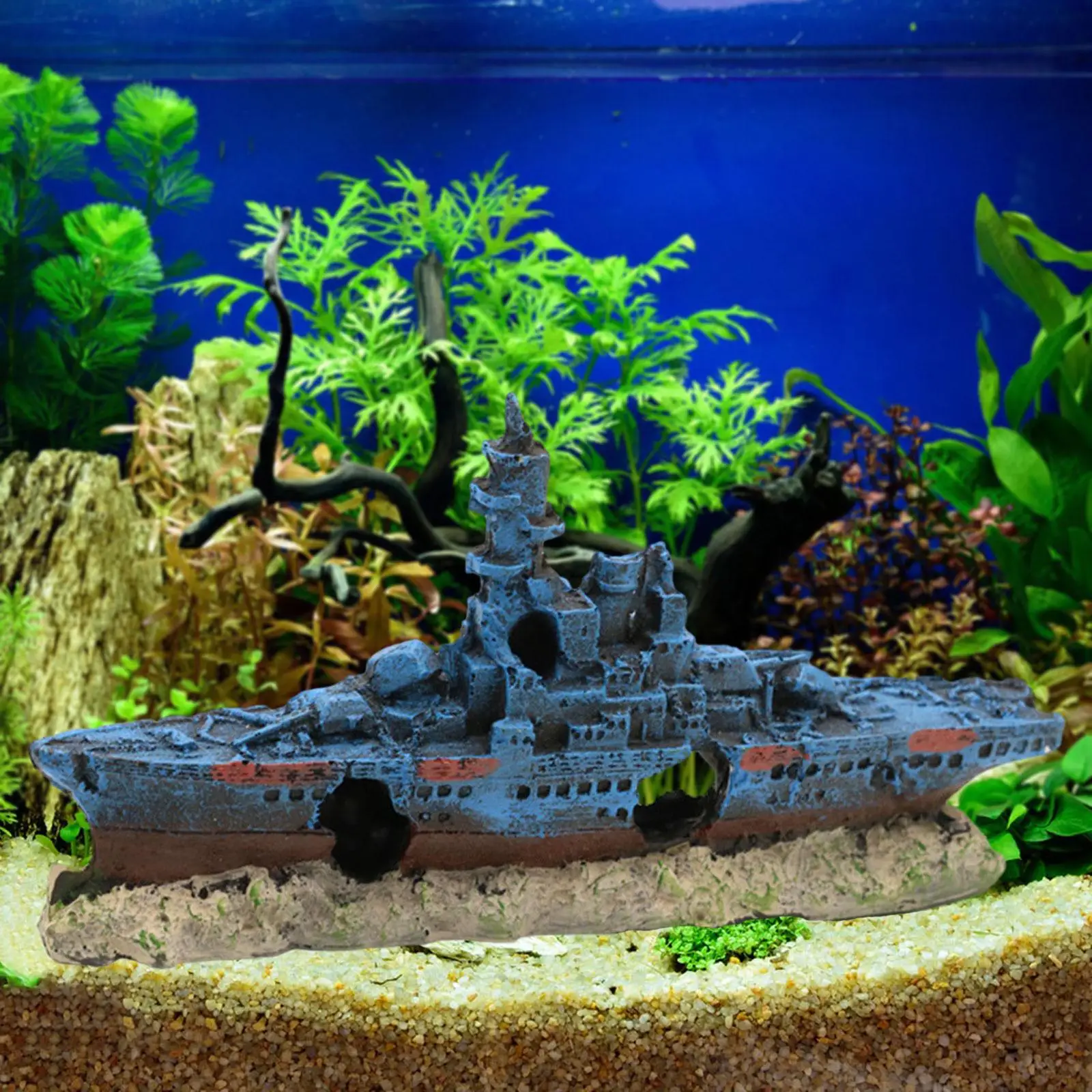 Decorazione per acquario nave resina Betta Fish accessori Sunken Ship Fish Tank Ornament per scrivania scaffale da tavolo scaffale regalo