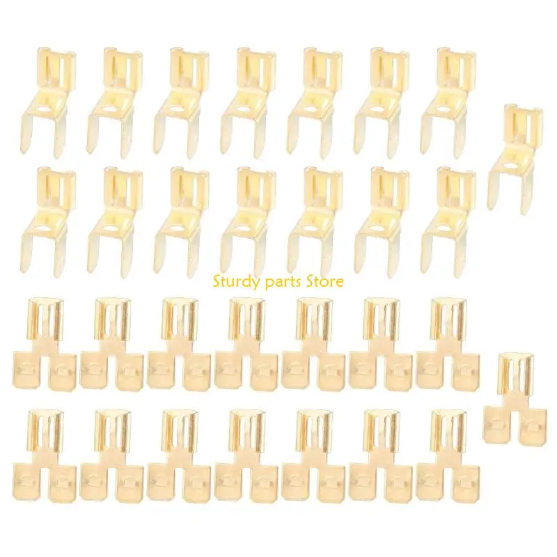 97QC 30 stuks niet-geïsoleerde messing spades-connectoren Terminals Adapter draad-spades-connectoren