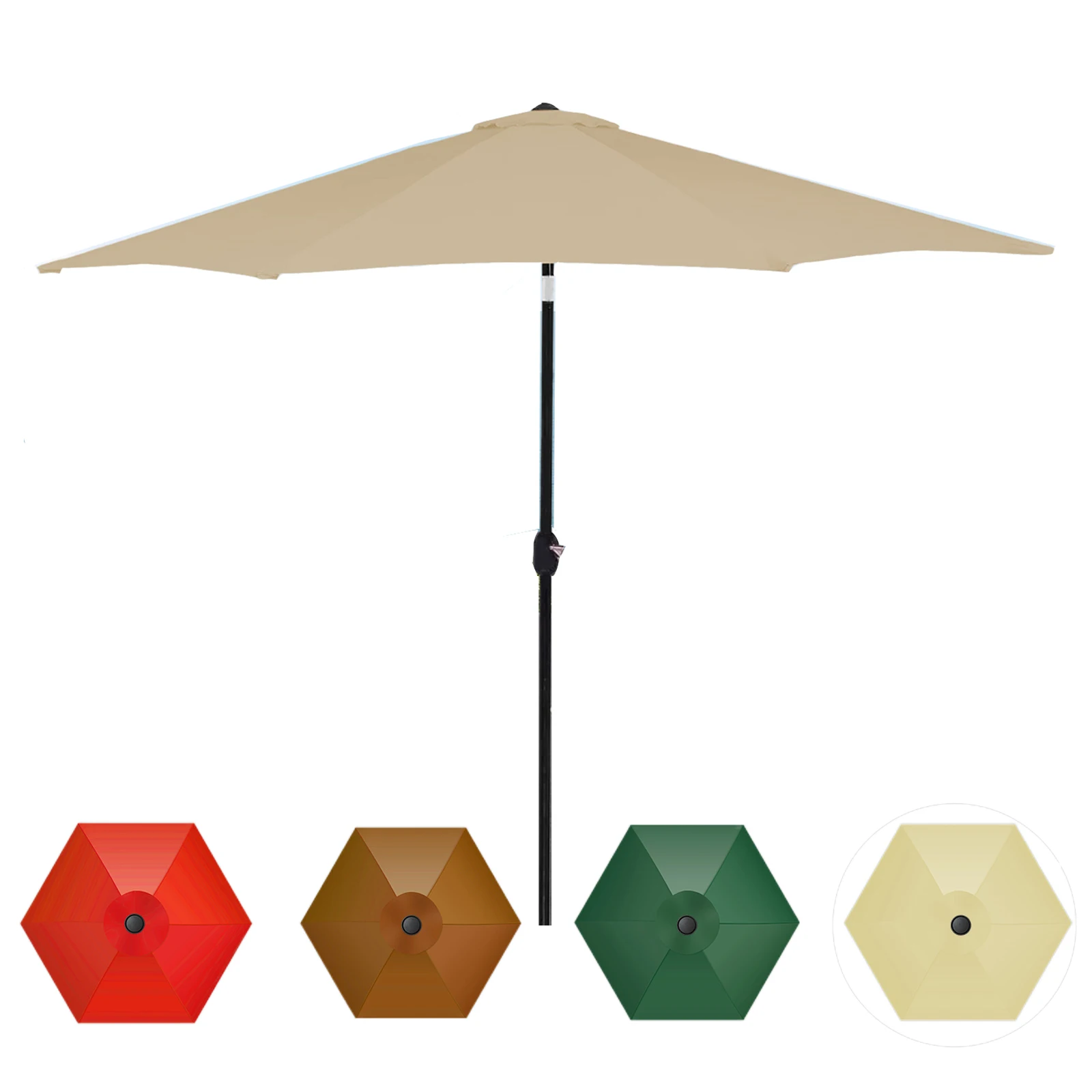 Umbrella Replacement Canopy 6.4 ft Waterproof Parasol Replacement Cloth Outdoor Patio Sunshade Accessories for 6 Ribs Parasol