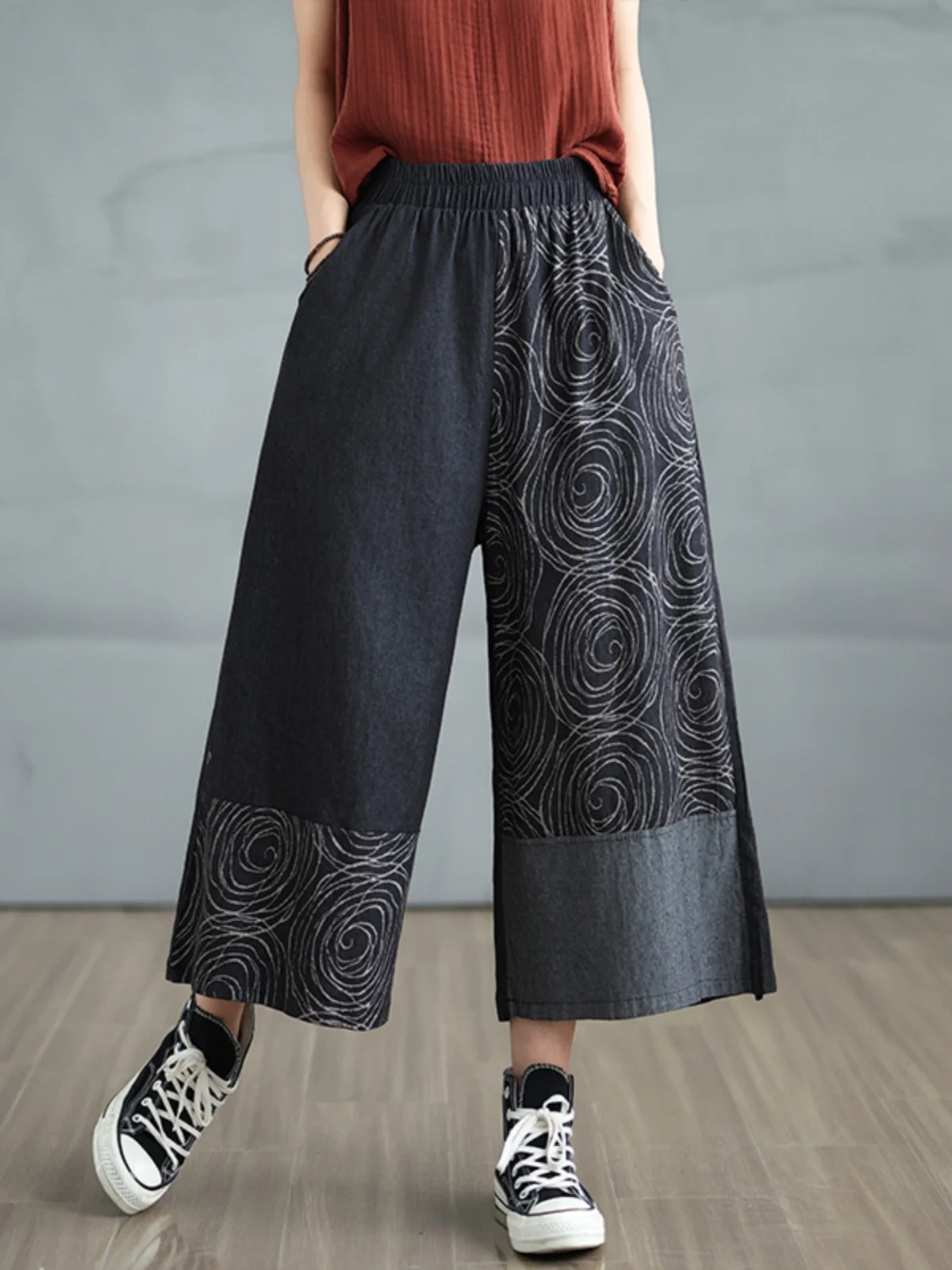 

Summer 2025 Women's Elastic Waist Loose Fit Slimming Denim Pants High Waist Wide Leg Blue Cotton Stretch Jeans Thin Sle