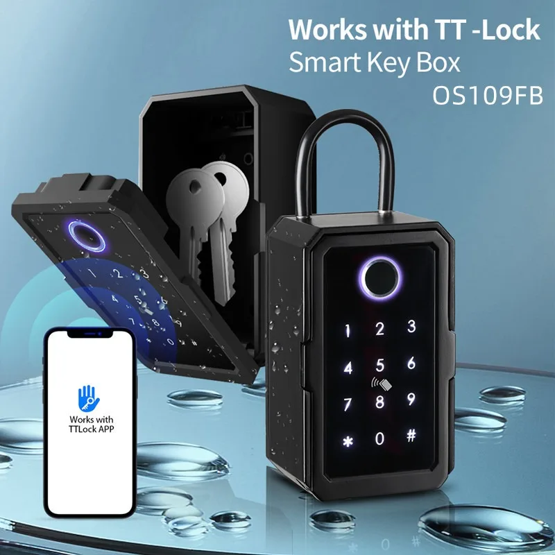Graffiti smart fingerprint key box, all-through lock Bluetooth password storage box, wall-mounted decoration key storage box