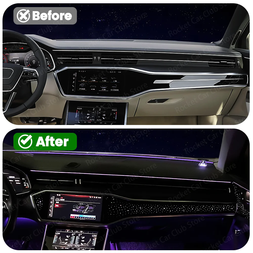 LED Ambient Strip Light 32 Colors Car Universal For Audi LED Car Interior System Screen Control Remote Atmosphere Lamp