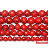 Natural Stone Chinese Red Turquoise e Round Loose Beads 15\
