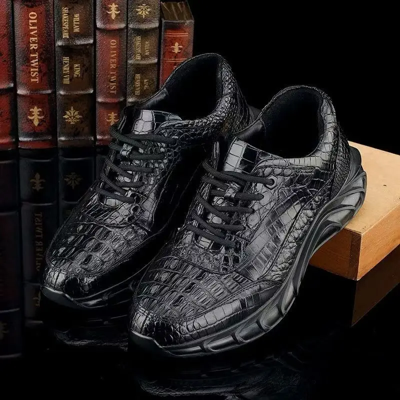 

Новое поступление 2025 года, модная повседневная обувь из крокодиловой кожи живота, мужские кроссовки из натуральной кожи