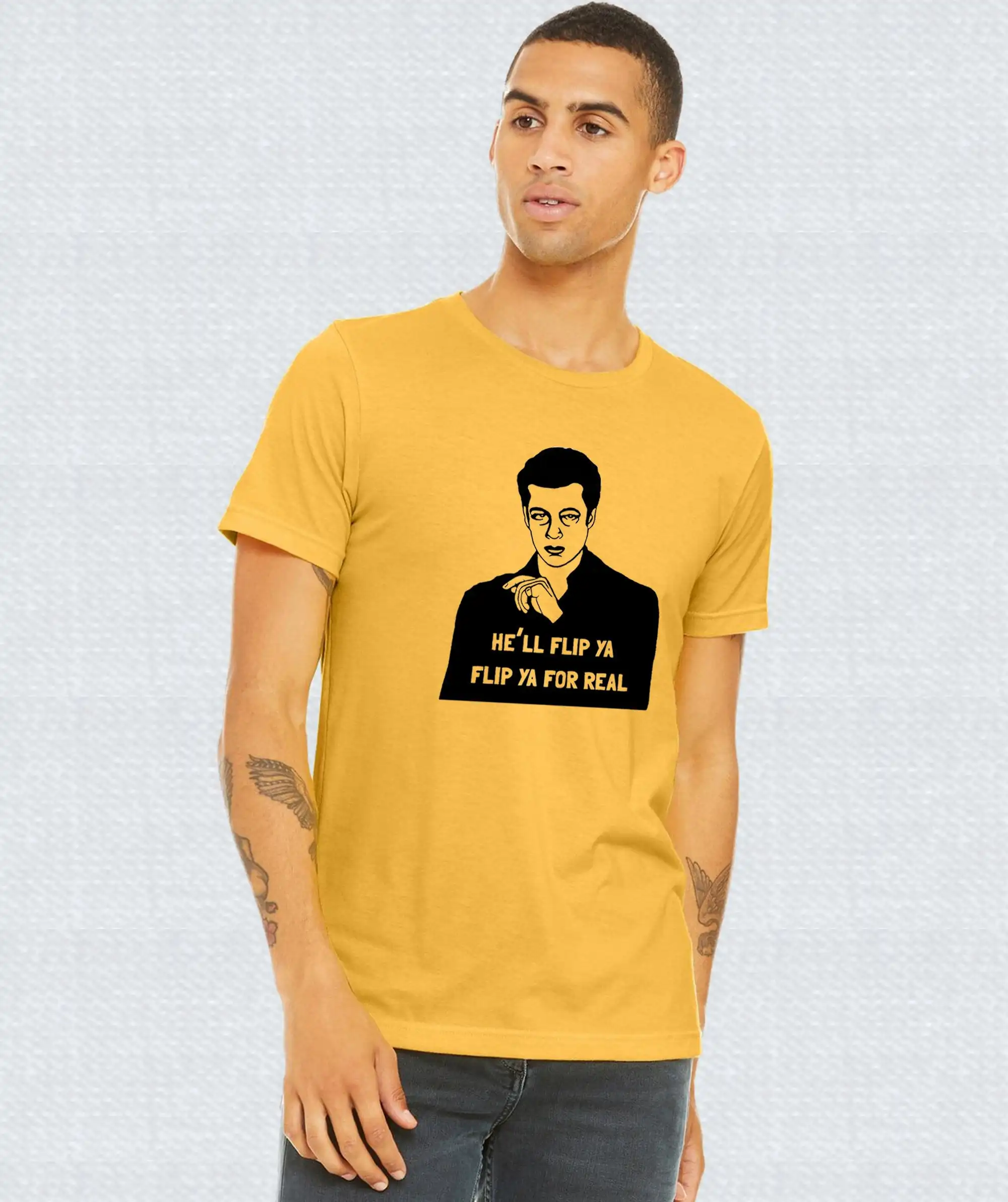 Usual Suspects Fenster T Shirt He'll Flip Ya For Real movie quote Benicio del Toro fan