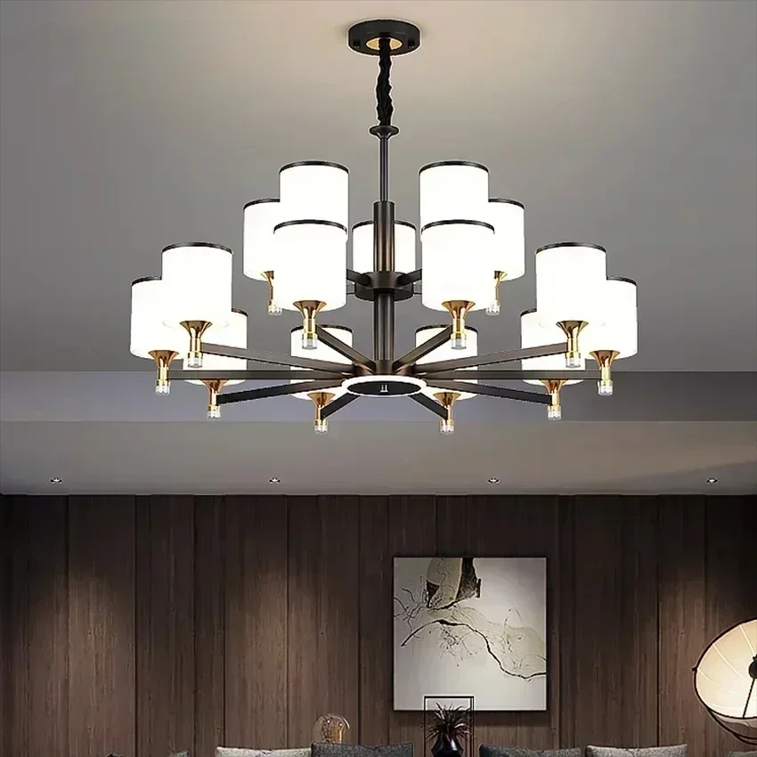 modern creative living room Chandeliers glass lampshade golden black ceiling light dining  hotel home lighting decoration