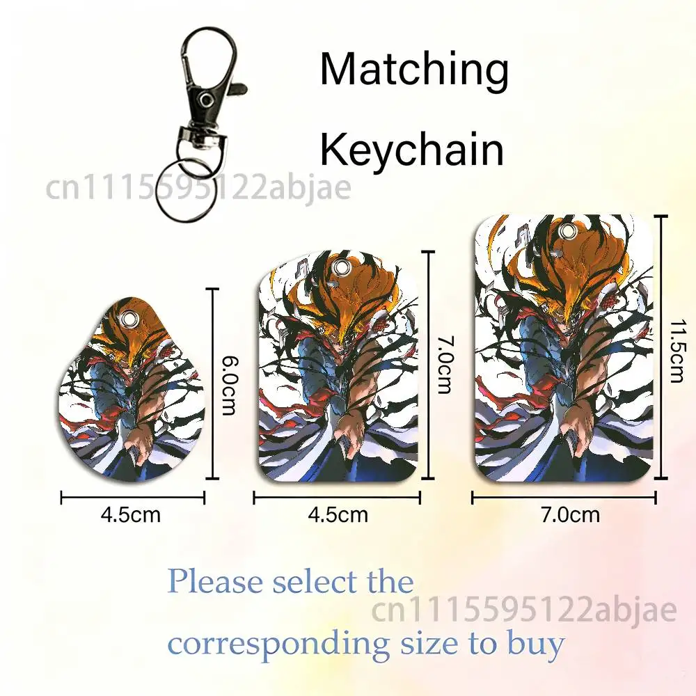 I-Ichigo Kurosaki  B-Bleach Card Case Leather Card Holder Keychain Key Ring Transportation Card Case With Lanyard