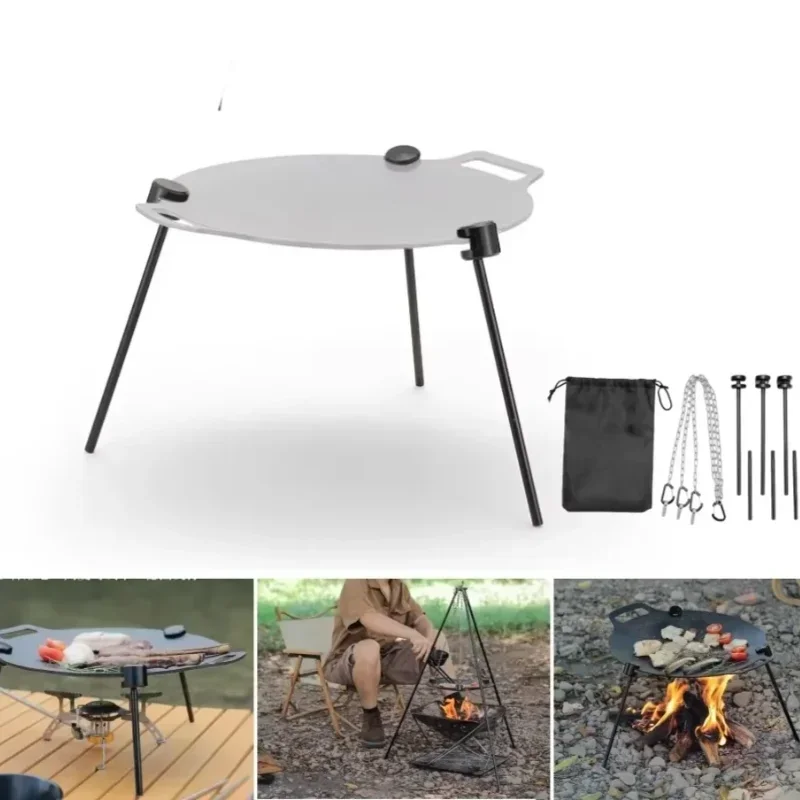 Portable BBQ Tray Hanger Aluminum Triangle Bracket Outdoor Multifunctional Camping Adjustable BBQ Tray Bracket