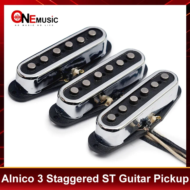 

Alnico 3 Staggered ST Style Electric Guitar Pickup with Open Brass Cover Fiber Bobbin ST Pickup Vintage Style Chrome