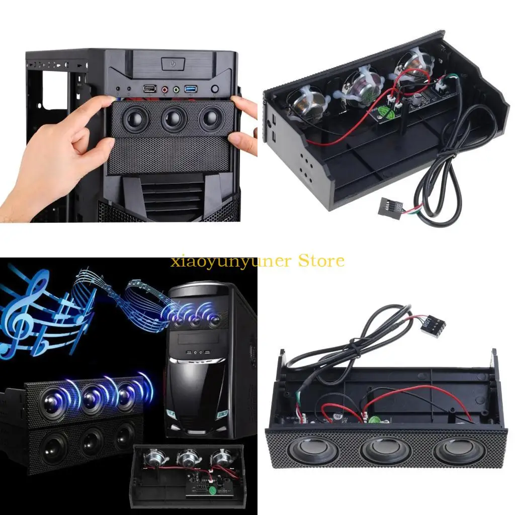 

P9JB PC Front Panel Media Dashboard PC Front Panel Speaker Stereo Surround Computer for Case Built in Mic Loudspeaker Front B