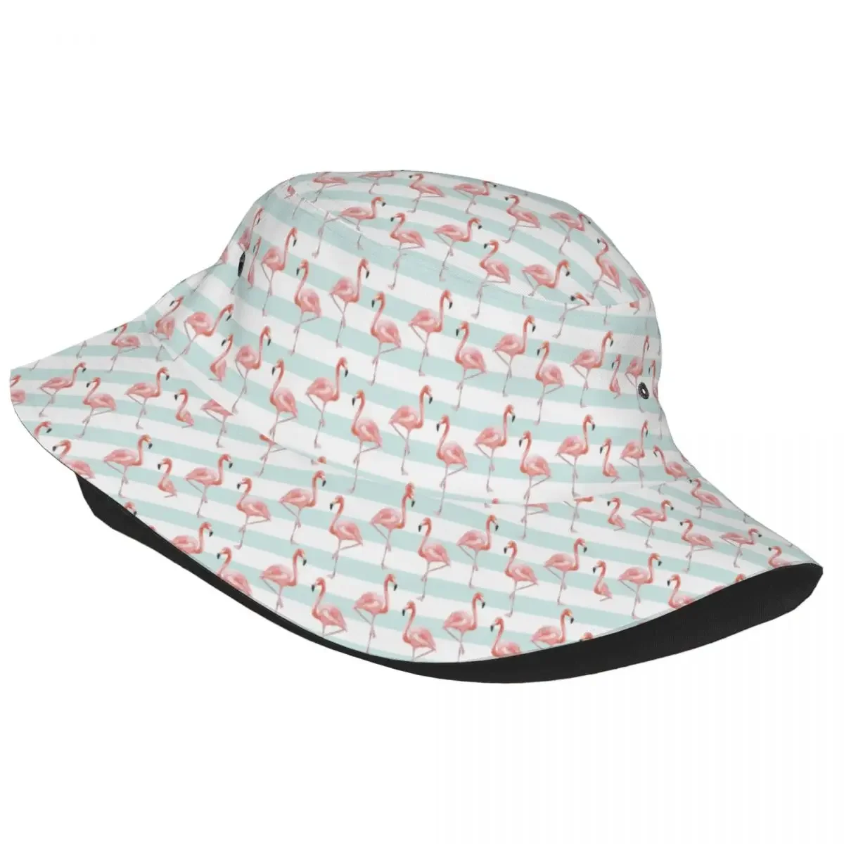 Custom Summer Flamingo Bird Seamless Pattern Bucket Hat Men Women Outdoor Sun Summer Fisherman Cap