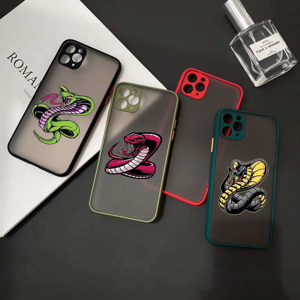 New Trend Red Green Snake Cobra Python Phone Case For iPhone 16 15 14 11 12 13 Pro Max Mini X XR XS 7 8Plus SE Translucent Cover