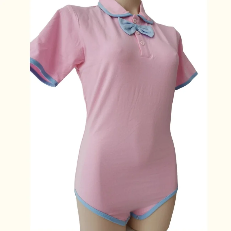 ABDL Girl Pink Bodysuit Bow DDLG Adult Baby Romper With Snaps One Piece Adult Onesie Couple Home Playsuits