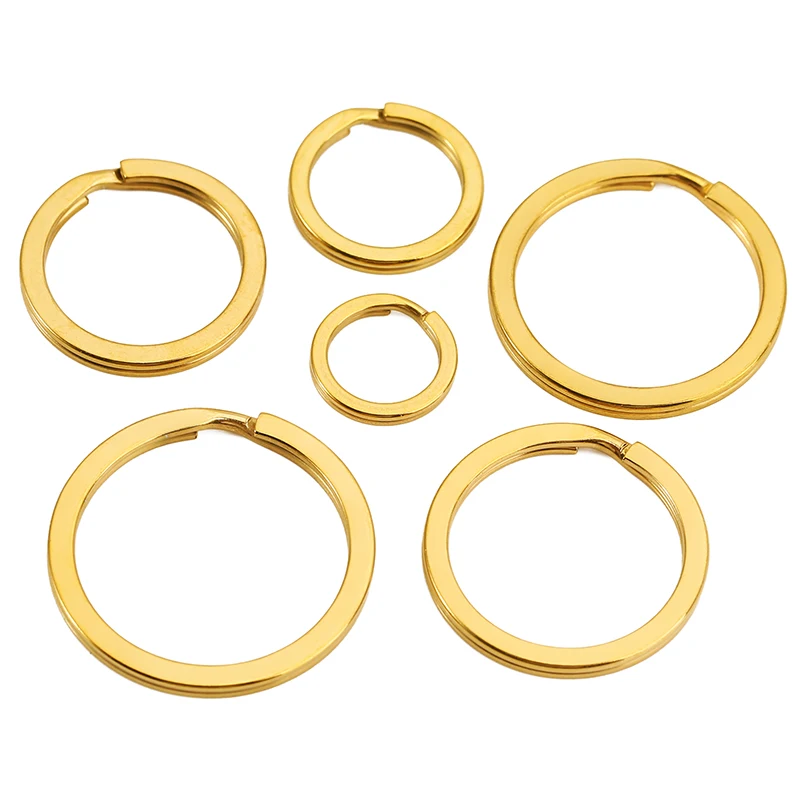 10pcs Stainless Steel Flat Split Keyring & Open Jump Rings for Keychains