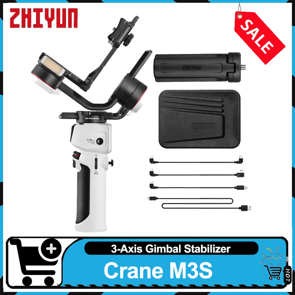 ZHIYUN CRANE-M3S 3-Axis Handheld Gimbal Stabilizer Built-In 1150mAh Battery 7.5Hr Runtime Bluetooth 5.0 Shutter Control