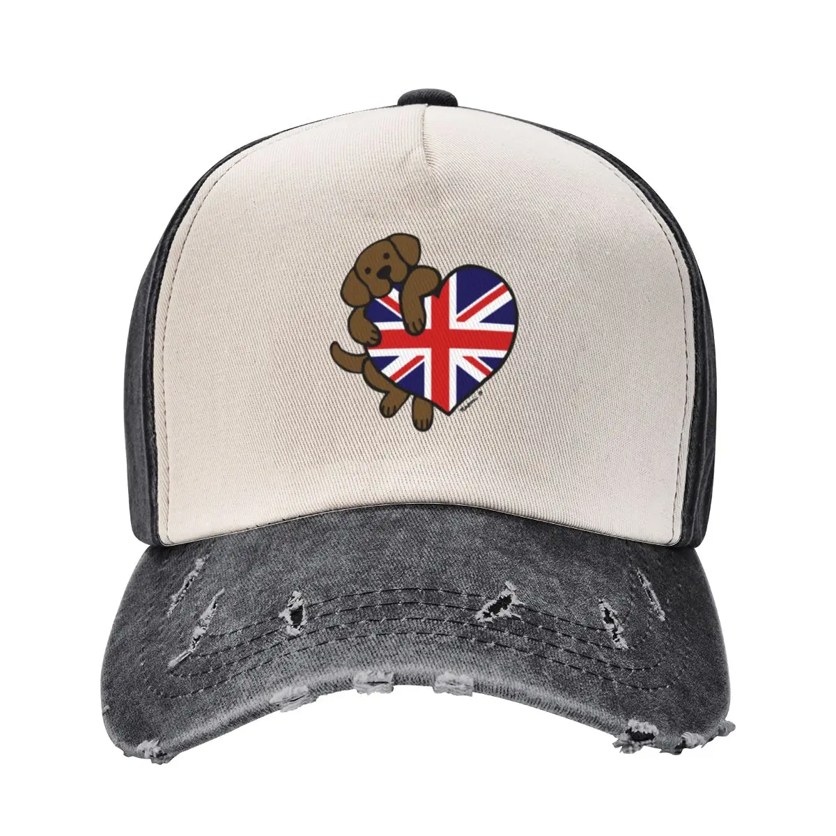 Union Jack British Heart Chocolate Labrador Baseball Cap Snap Back Hat dad hat Men Hats Women's