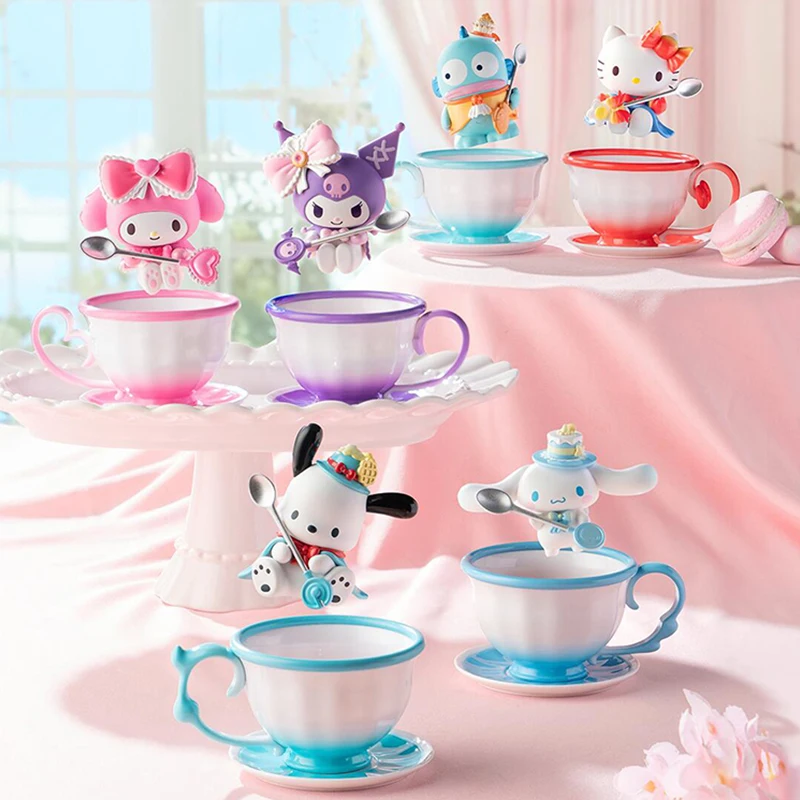 

Подлинная Sanrio Teacup Elf Series глухая коробка милые фигурки героев Kawaii модная игра Kuromi почтовый Мелодия Hangyodon девочка подарок игрушка