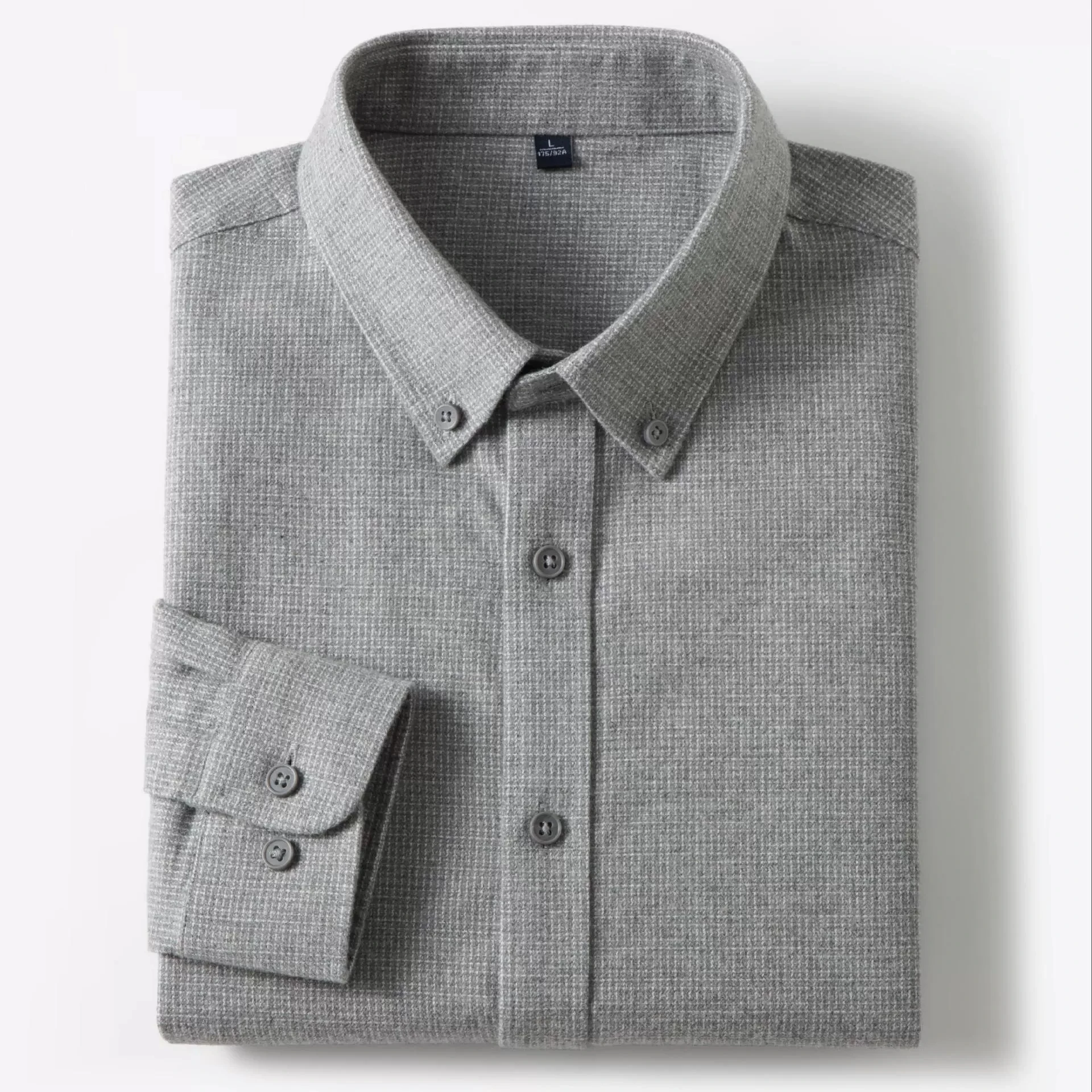 

Деловая повседневная фланелевая рубашка из чистого хлопка с длинными рукавами, мужская повседневная одежда, однотонные простые рубашки на осень и зиму