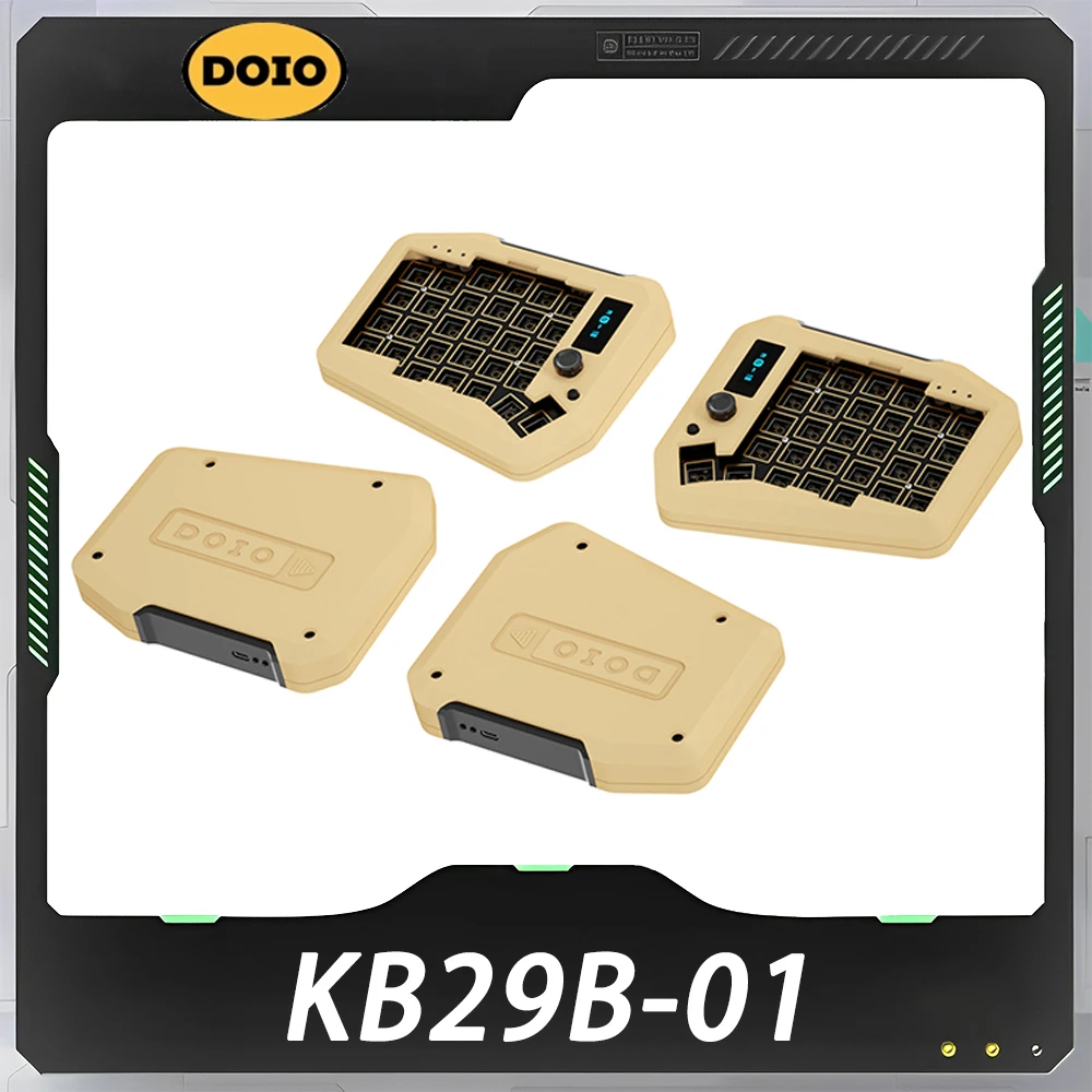 

Doio KB29B-01 Sofle Split Mechanical Keyboard Aluminium Alloy With Two Knobs Dual Mode Gaming Keyboard RGB VIA Hot Swap Custom