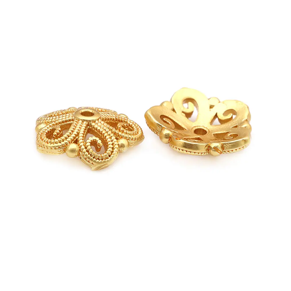 18K Goldfarbene Messing-Blumenperlenkappen Hochwertige DIY-Schmuckherstellungszubehör Halsketten- und Ohrring-Accessoires für Frauen – Detail 32