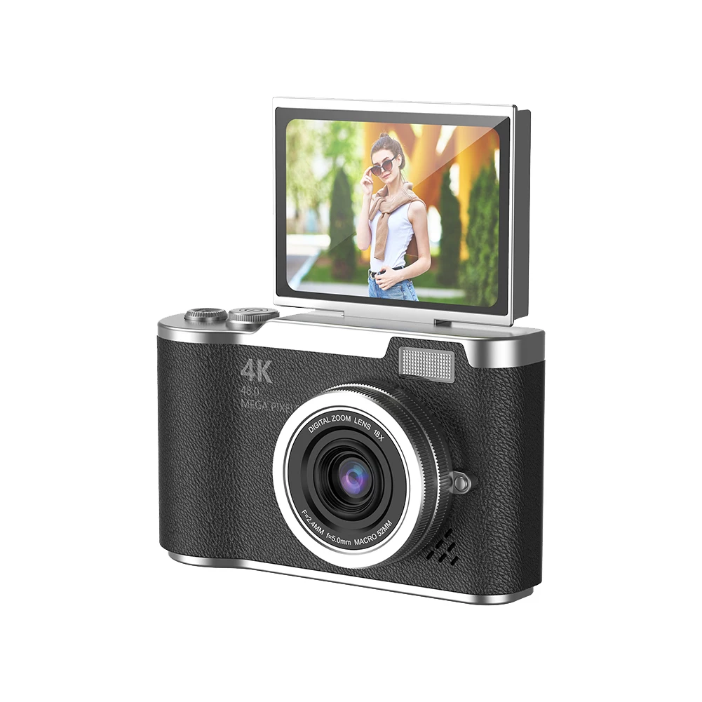 

4K Digital Camera 8X Zoom Portable CCD Camera 180 Flip Screen Compact Small Camera Vlogging Camera for Teens Adult Beginner