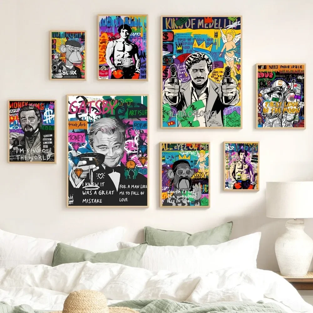 Abstract Graffiti Picture Canvas Wall Sticker Banksy Pop Art Portrait Mural Bedroom Living Room Home Decor Hanging Painting