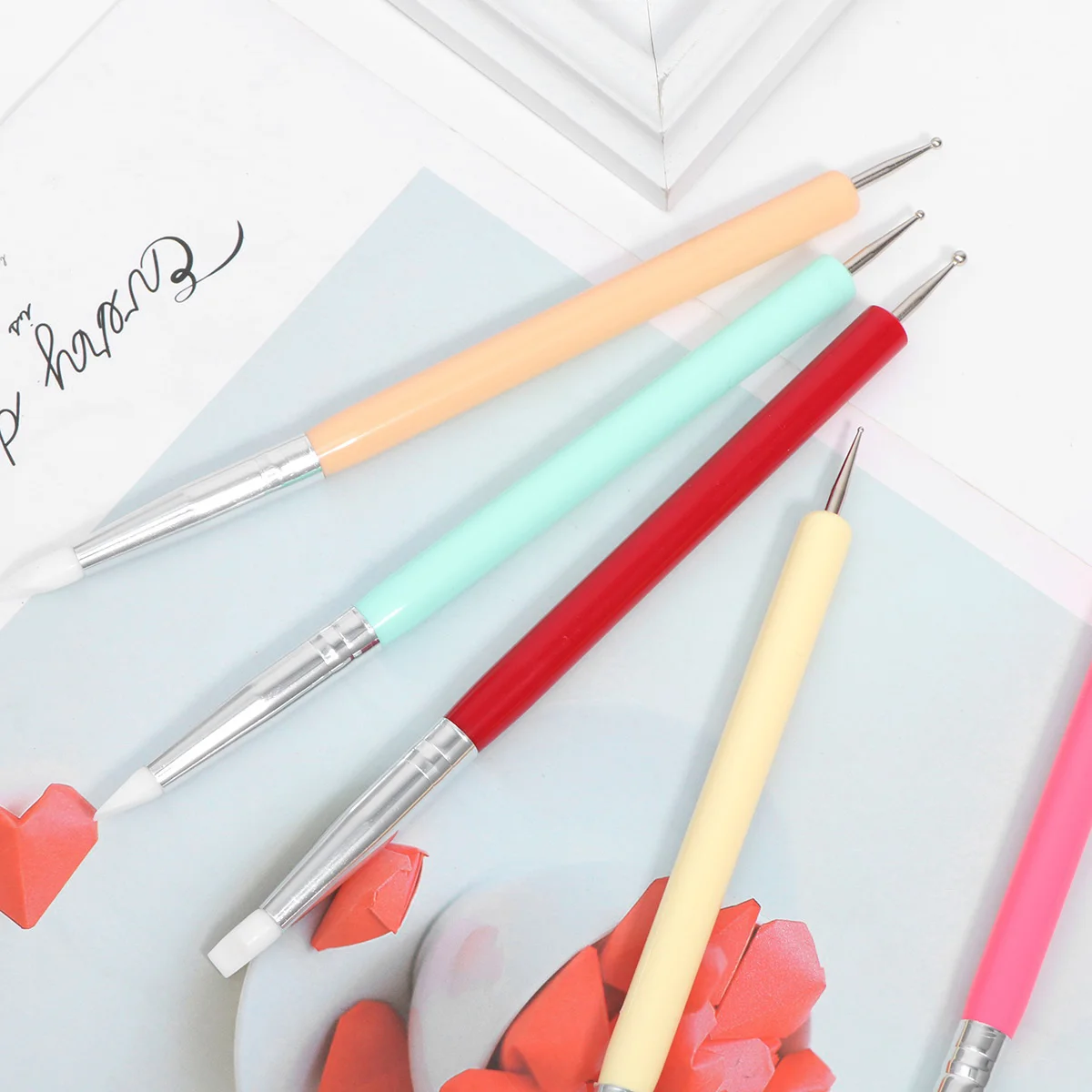 

5Pcs Nail Art Pen Brush Set Silicone Assorted Colors Wonderful Gift Choice for Friends Who Love Nail Art and Design