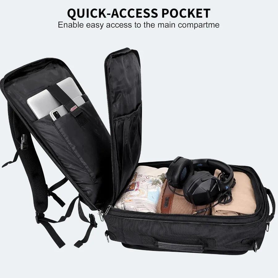 حقيبة ظهر للسفر من WITZMAN للرجال والنساء حقيبة ظهر للكمبيوتر المحمول مع منفذ شحن USB وحقيبة حمل للأمتعة معتمدة B686 باللون الأسود