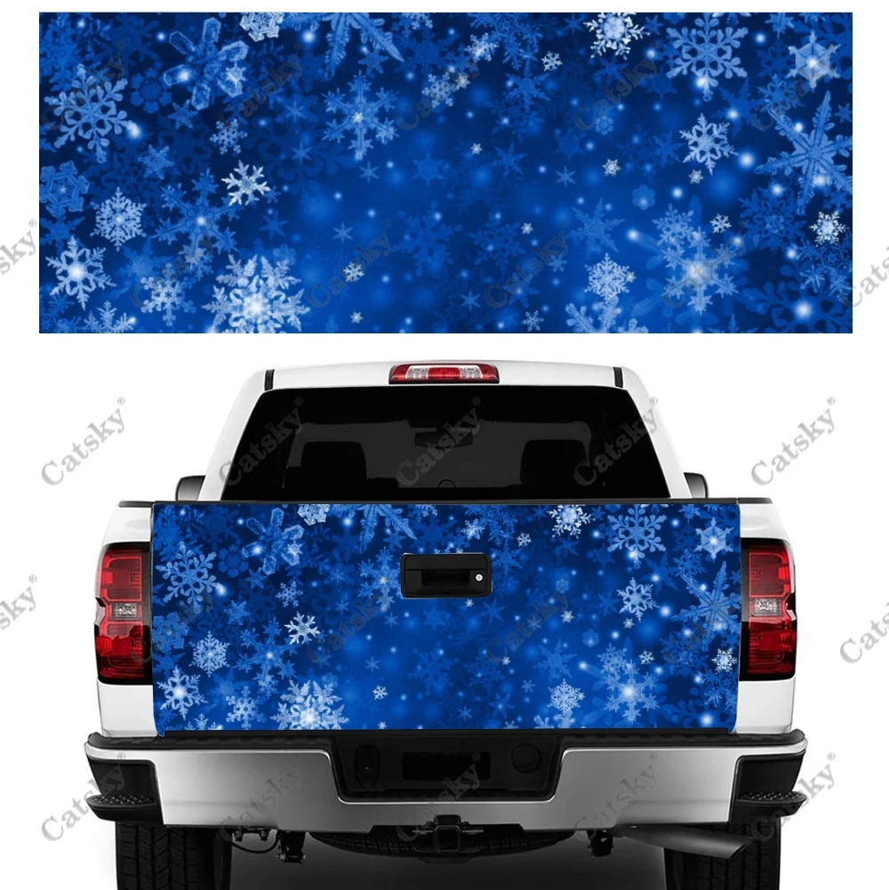 Christmas Snowflakes Car Tail Trunk Protect Vinly Wrap Sticker Decal Wheel Hood Decoration Engine Cover for SUV Off-road Pickup