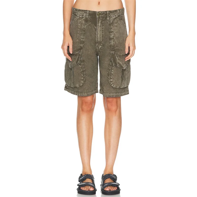 

Women's shorts 2024 Summer New in Korean Fashion Tie Dyed Denim Shorts Vintage pure cotton Cargo pants Denim shorts Pants female