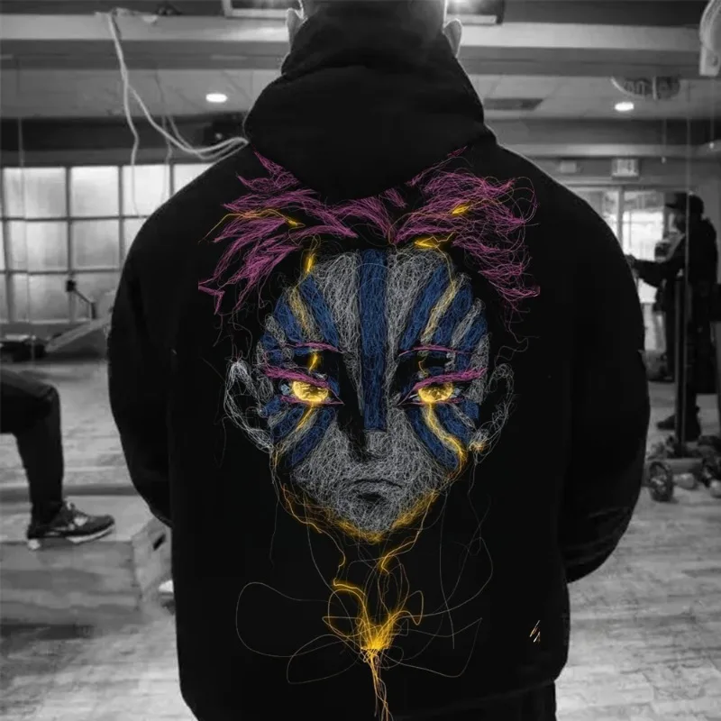 

Осенне-зимняя толстовка с капюшоном Demon Slayer Akaza Erchuang Harajuku Y2k, топ в стиле ретро с длинными рукавами для пар, мужские и женские свободные повседневные топы