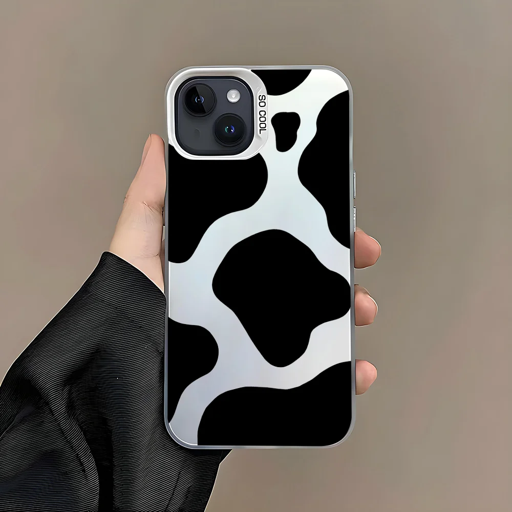 black Cow piebald Phone Case For iPhone 16 15 14 13 12 11 Pro Max White Ultra-thin Soft Candy Abrazine Funda