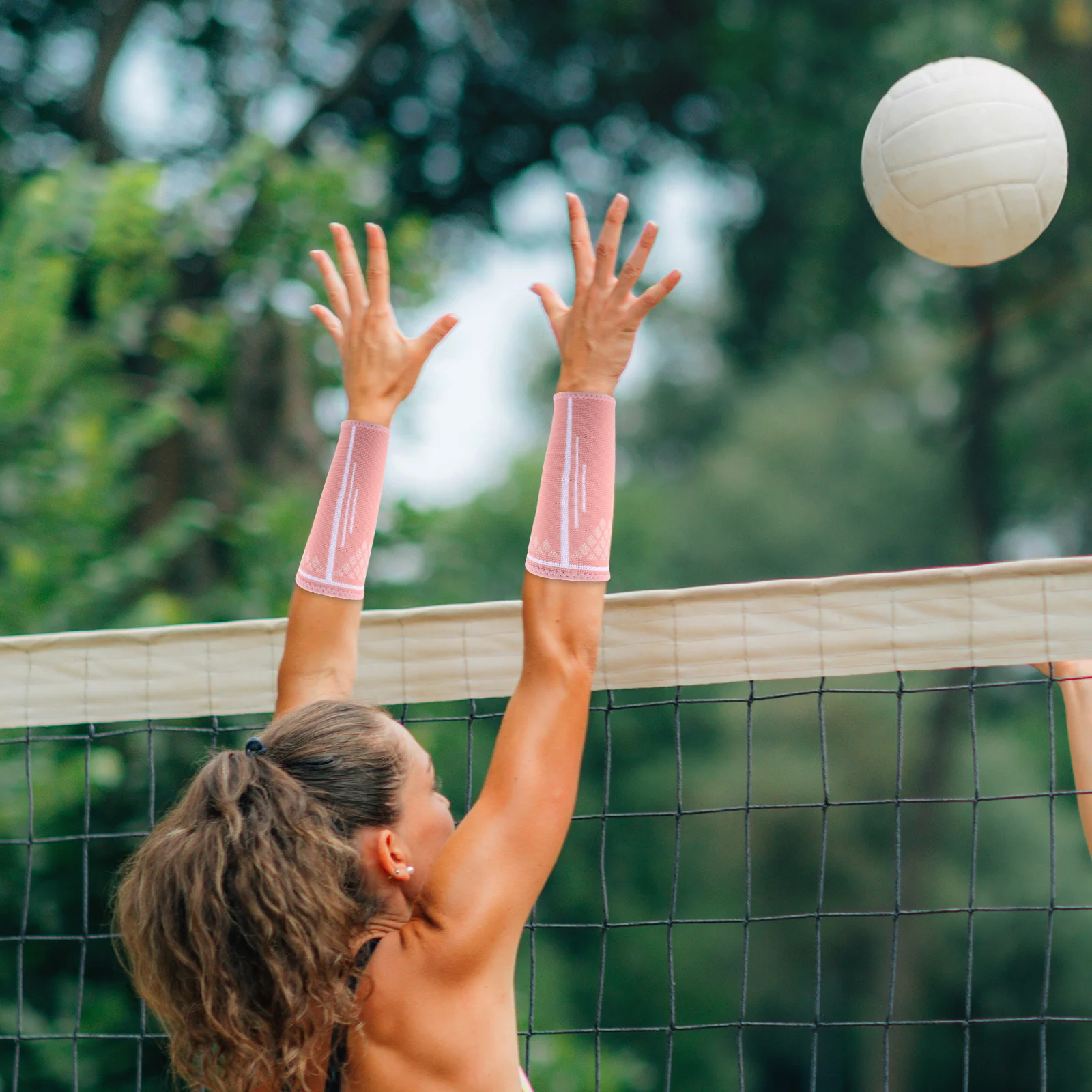 

1Pair Volleyball Arm Sleeves for Women Wrist Support with Mild Compression Flexible Wrist Bracer for Exercise Injury Prevention