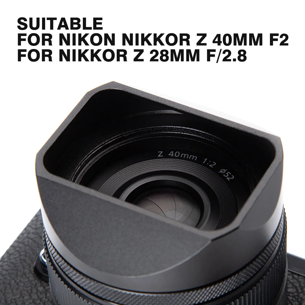 40f2 Metal Lens Hood Shade With 52mm Filter Adapter Ring for Nikon Z 28F 2.8 Z 40 F2SE Z 40F2 Lens Hood with Cap LH-N52 Replaces
