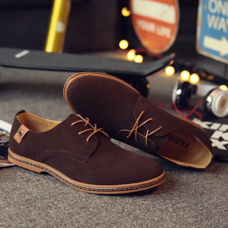 Men\'s Casual Shoes Suede Leather Men Shoes Business Dress Shoes Comfortable Oxfords Man Party Wedding Leather Shoe Plus Size 48