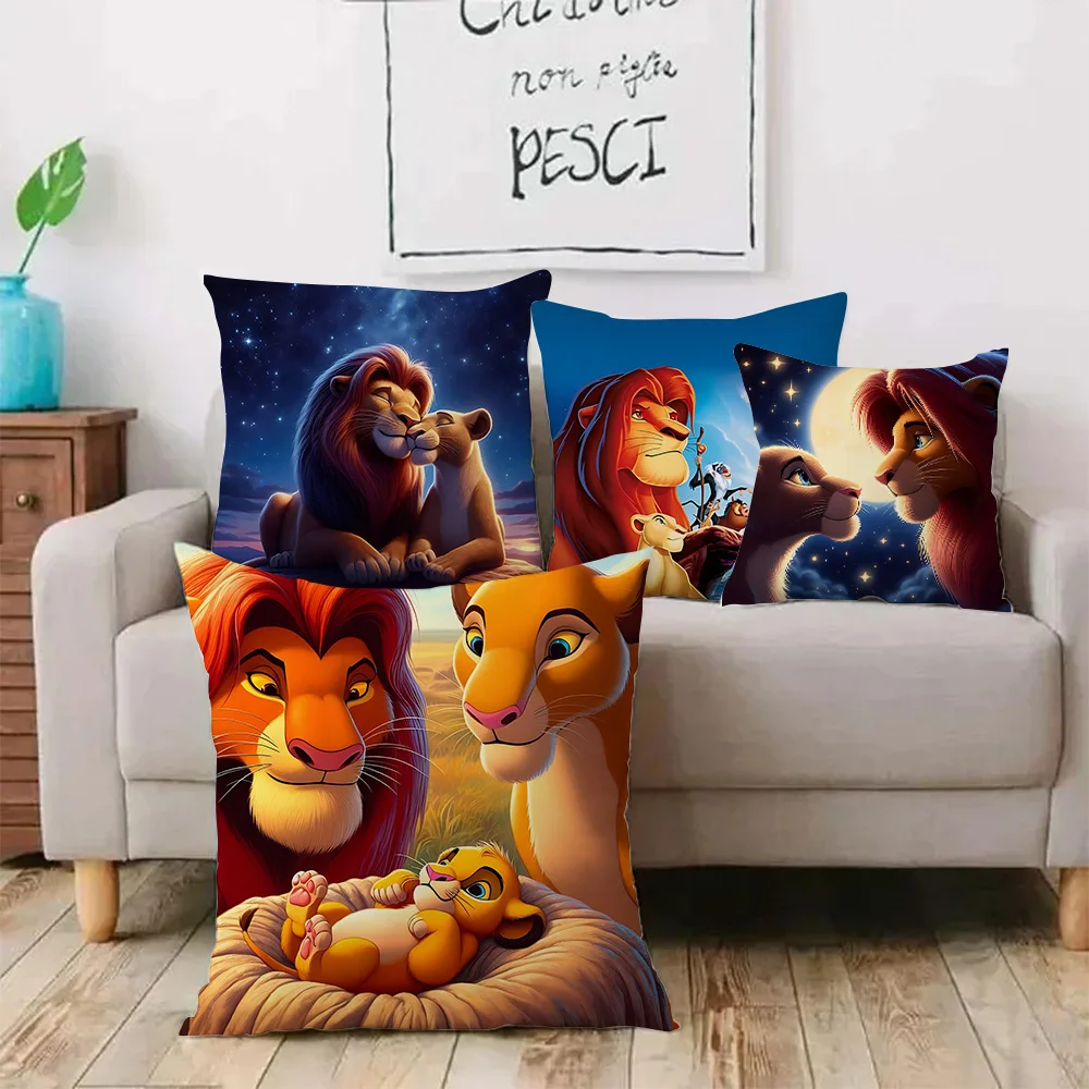 The Lion King Simbas And Mufasas Pillow Covers Cartoon Sofa Decorative Home Double-sided Printing Short Plush Cute Cushion Cover